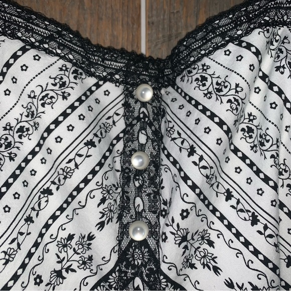 Women’s 3 Vintage MY MICHELLE White Black Floral Spaghetti Strap Sundress EXC - Picture 3 of 16